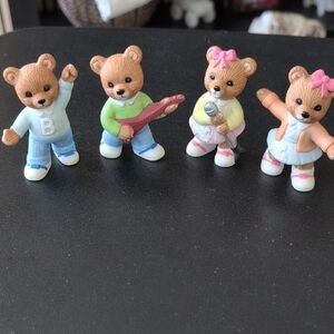 Homco Sock Hop #1421 Porcelain Bear Family Band Figurine Set